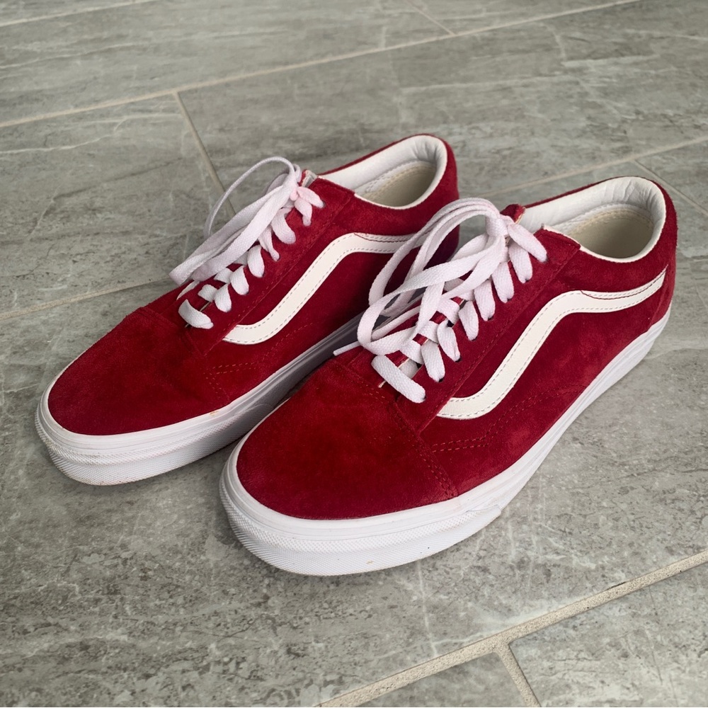 Vans LIMITED EDITION Dark Red Suede Old Skool Low Top Sneakers with Gum Sole